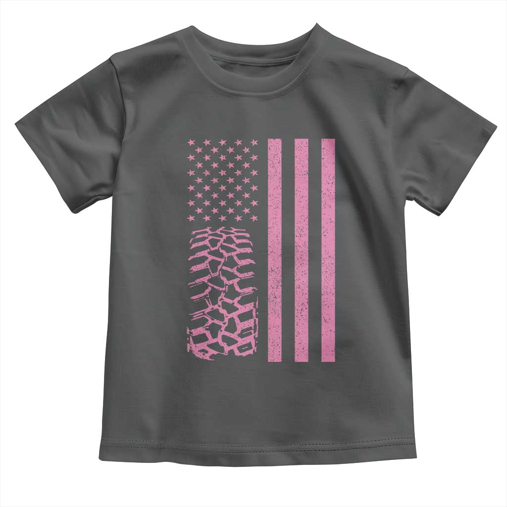 Off Road Car Wheel Vintage Pink American Flag Toddler T Shirt - Wonder Print Shop