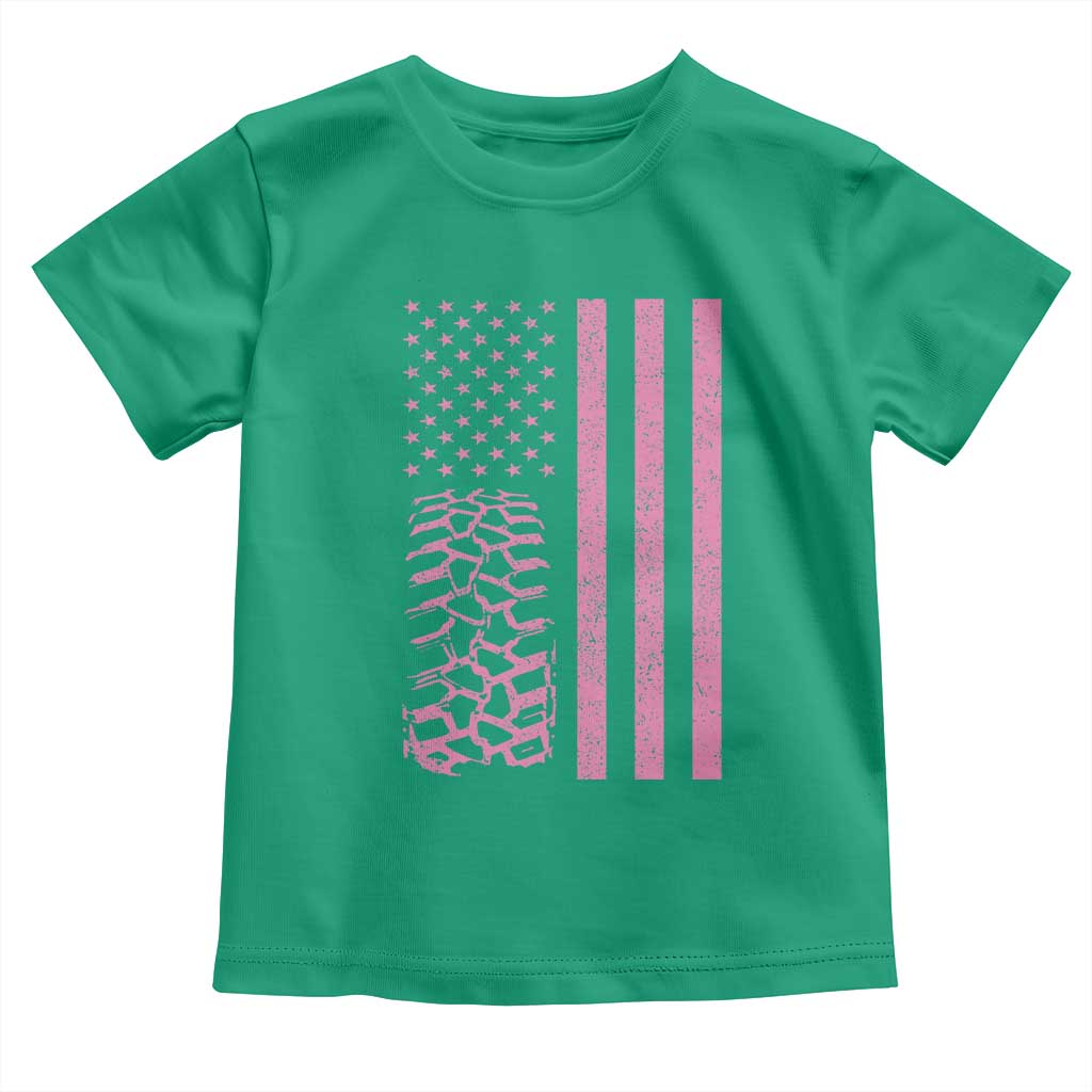Off Road Car Wheel Vintage Pink American Flag Toddler T Shirt - Wonder Print Shop