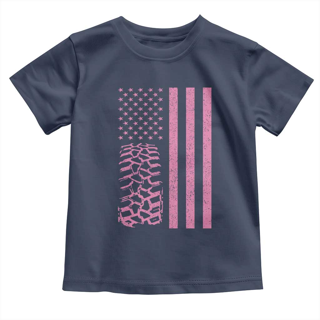 Off Road Car Wheel Vintage Pink American Flag Toddler T Shirt - Wonder Print Shop