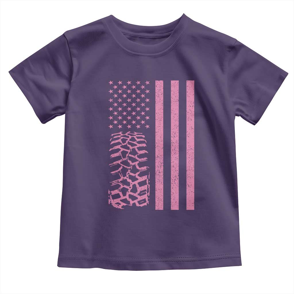 Off Road Car Wheel Vintage Pink American Flag Toddler T Shirt - Wonder Print Shop