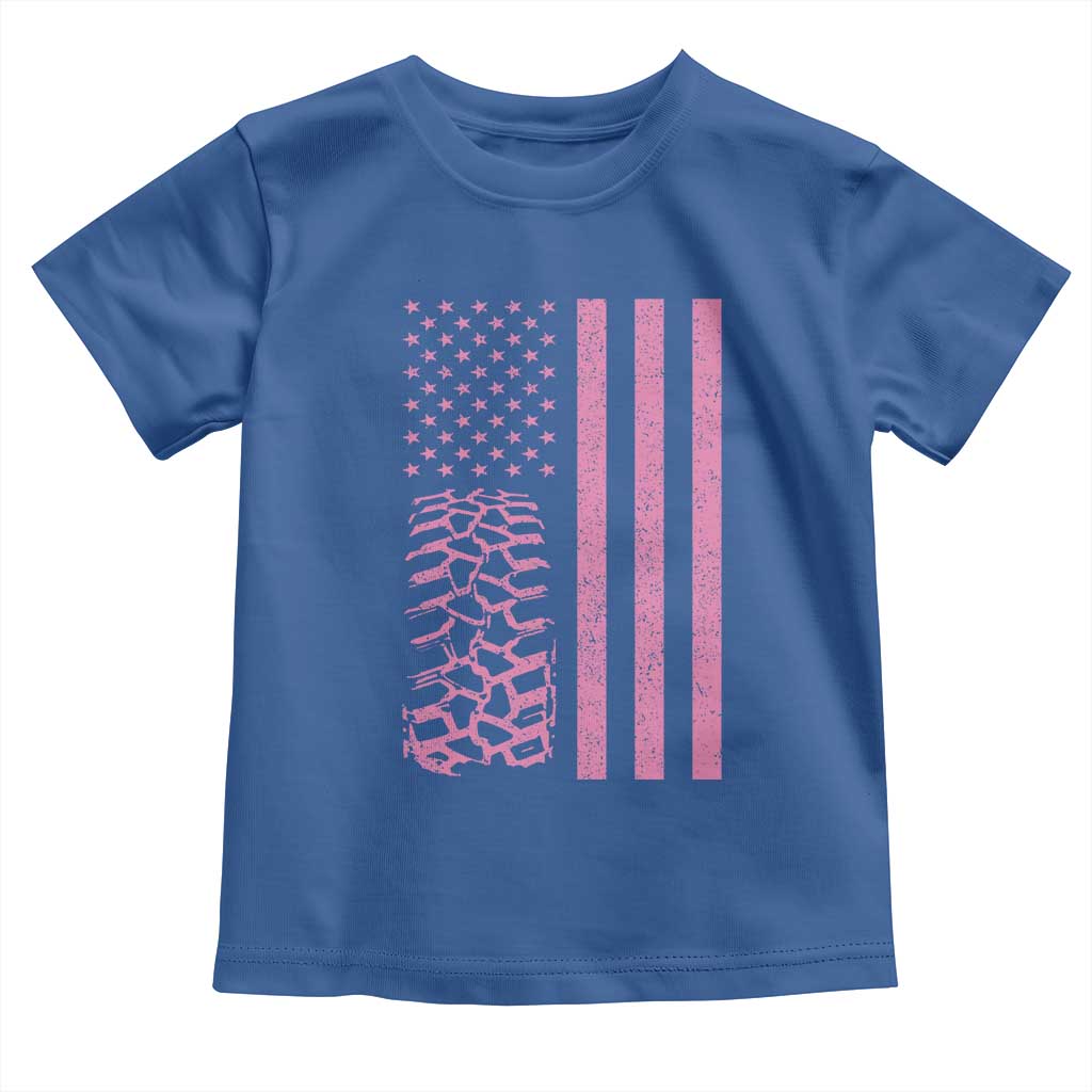 Off Road Car Wheel Vintage Pink American Flag Toddler T Shirt - Wonder Print Shop