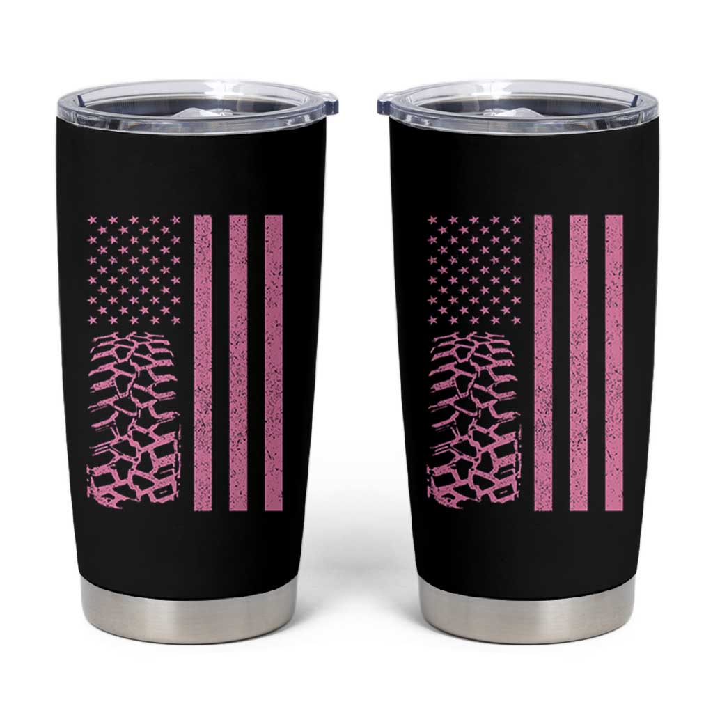 Off Road Car Wheel Vintage Pink American Flag Tumbler Cup - Wonder Print Shop