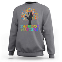 Happy Dot Day Sweatshirt Each Dot Matters Colorful Dot Hand Tree - Wonder Print Shop