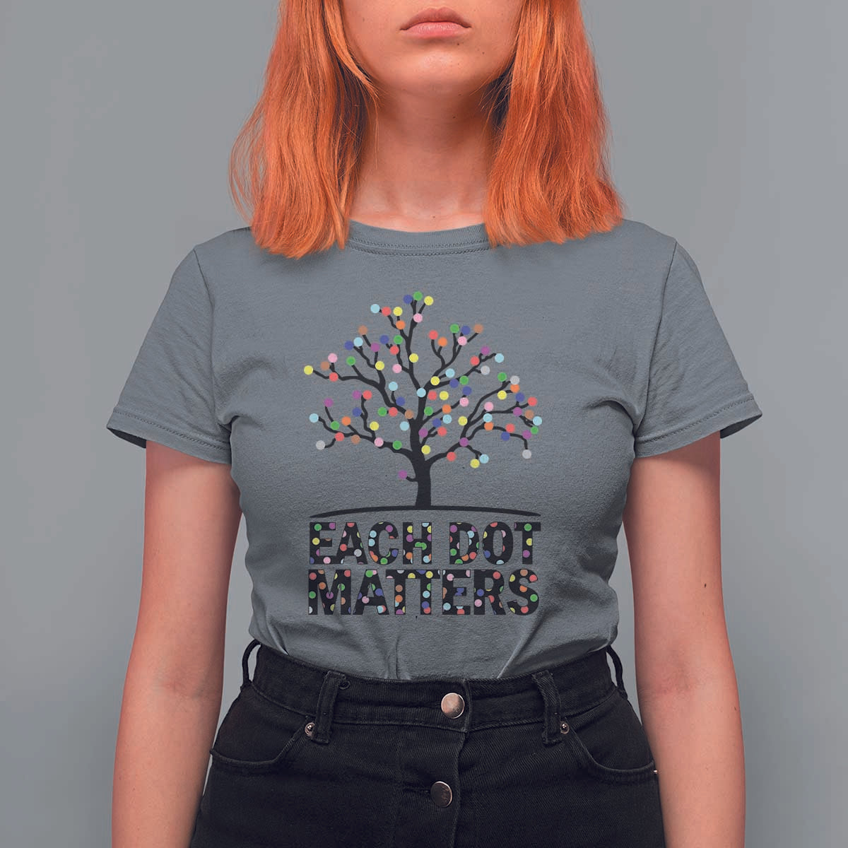Happy Dot Day T Shirt For Women Each Dot Matters Colorful Dots Tree - Wonder Print Shop
