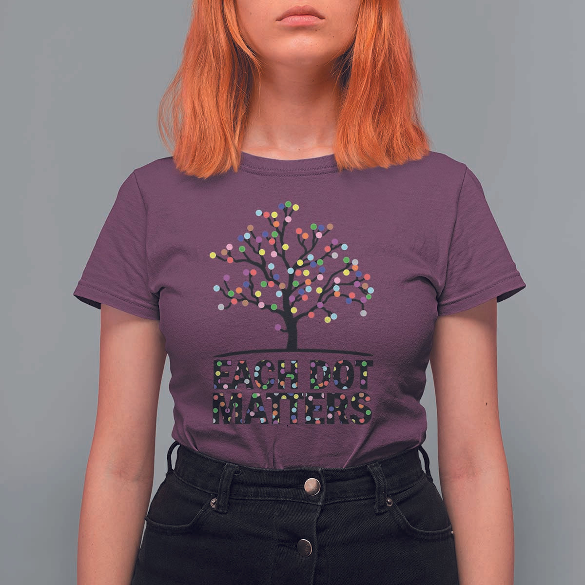 Happy Dot Day T Shirt For Women Each Dot Matters Colorful Dots Tree - Wonder Print Shop