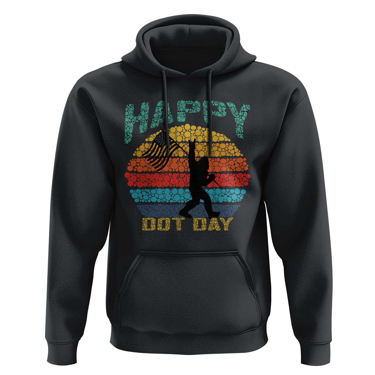 Happy Dot Day Bigfoot Hoodie American Flag Retro Sunset - Wonder Print Shop
