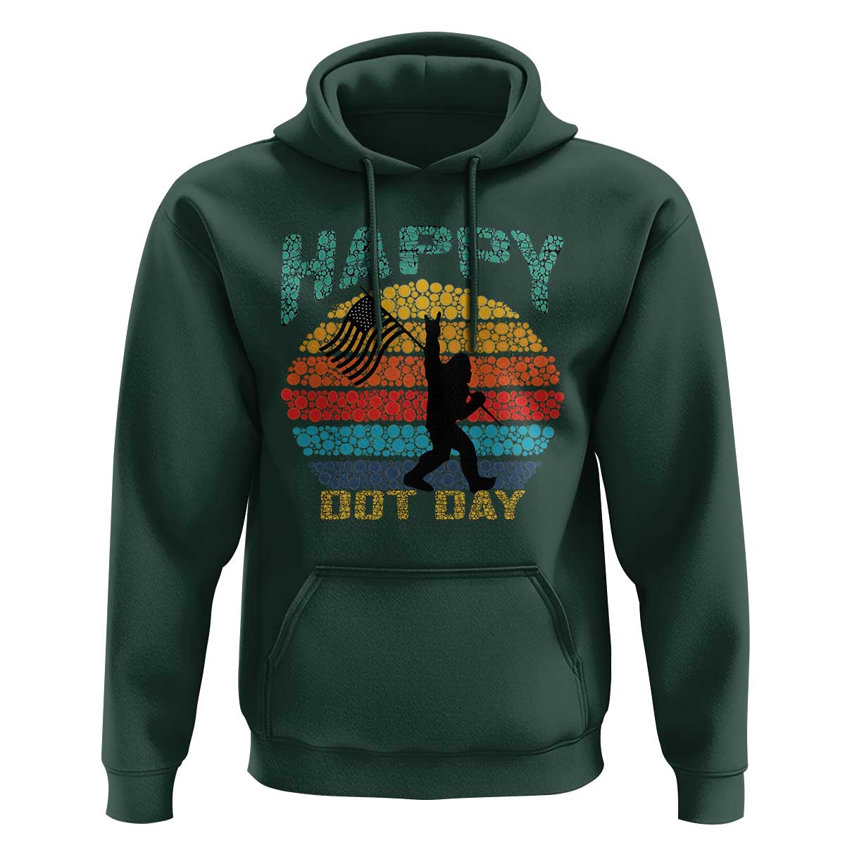 Happy Dot Day Bigfoot Hoodie American Flag Retro Sunset - Wonder Print Shop