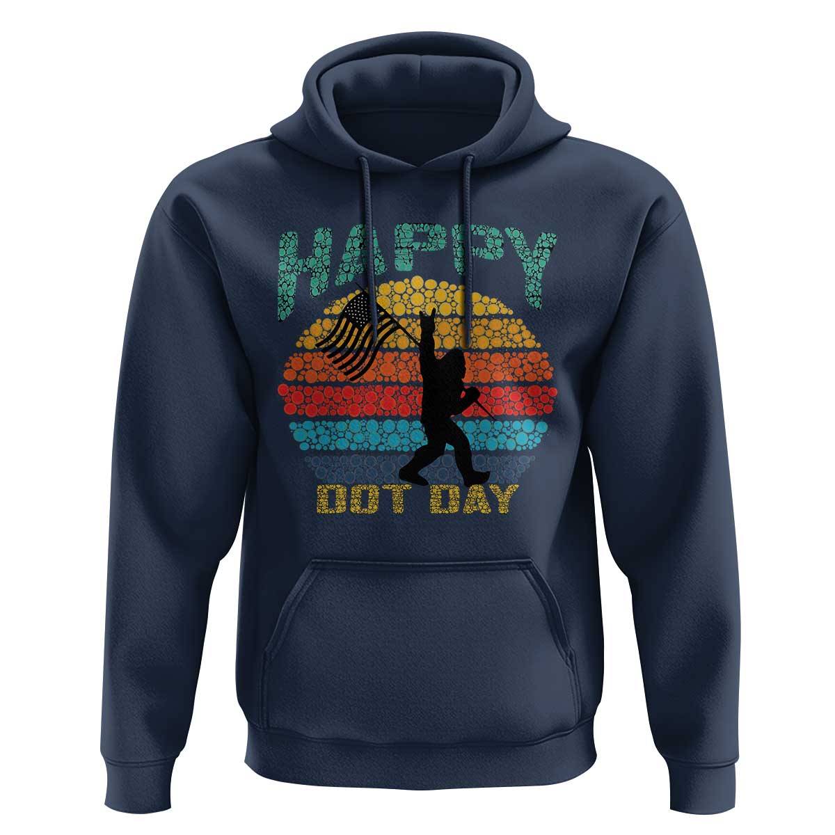 Happy Dot Day Bigfoot Hoodie American Flag Retro Sunset - Wonder Print Shop