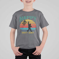 Happy Dot Day Bigfoot T Shirt For Kid American Flag Retro Sunset - Wonder Print Shop