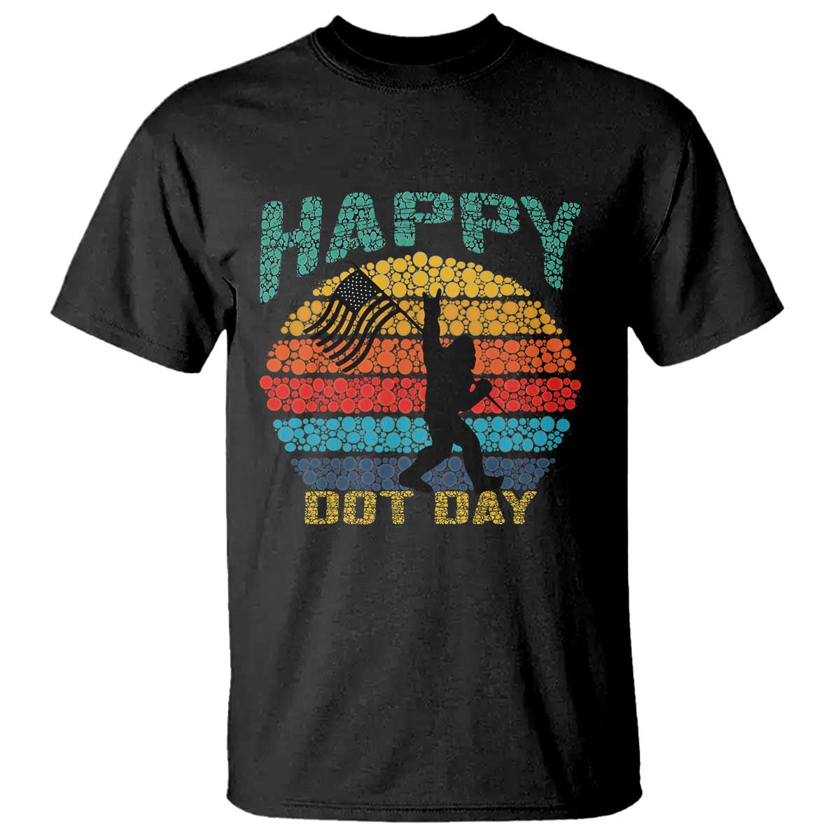 Happy Dot Day Bigfoot T Shirt American Flag Retro Sunset - Wonder Print Shop