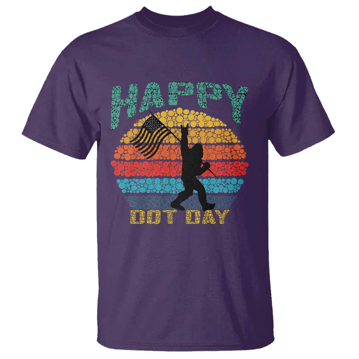 Happy Dot Day Bigfoot T Shirt American Flag Retro Sunset - Wonder Print Shop