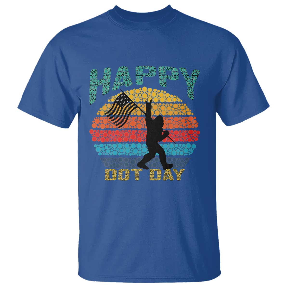 Happy Dot Day Bigfoot T Shirt American Flag Retro Sunset - Wonder Print Shop