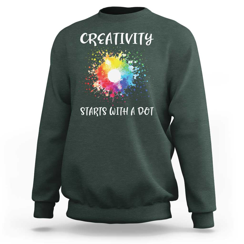 Funny Dot Day Sweatshirt Creativity Starts With A Dot Colorful Dots Watercolor - Wonder Print Shop