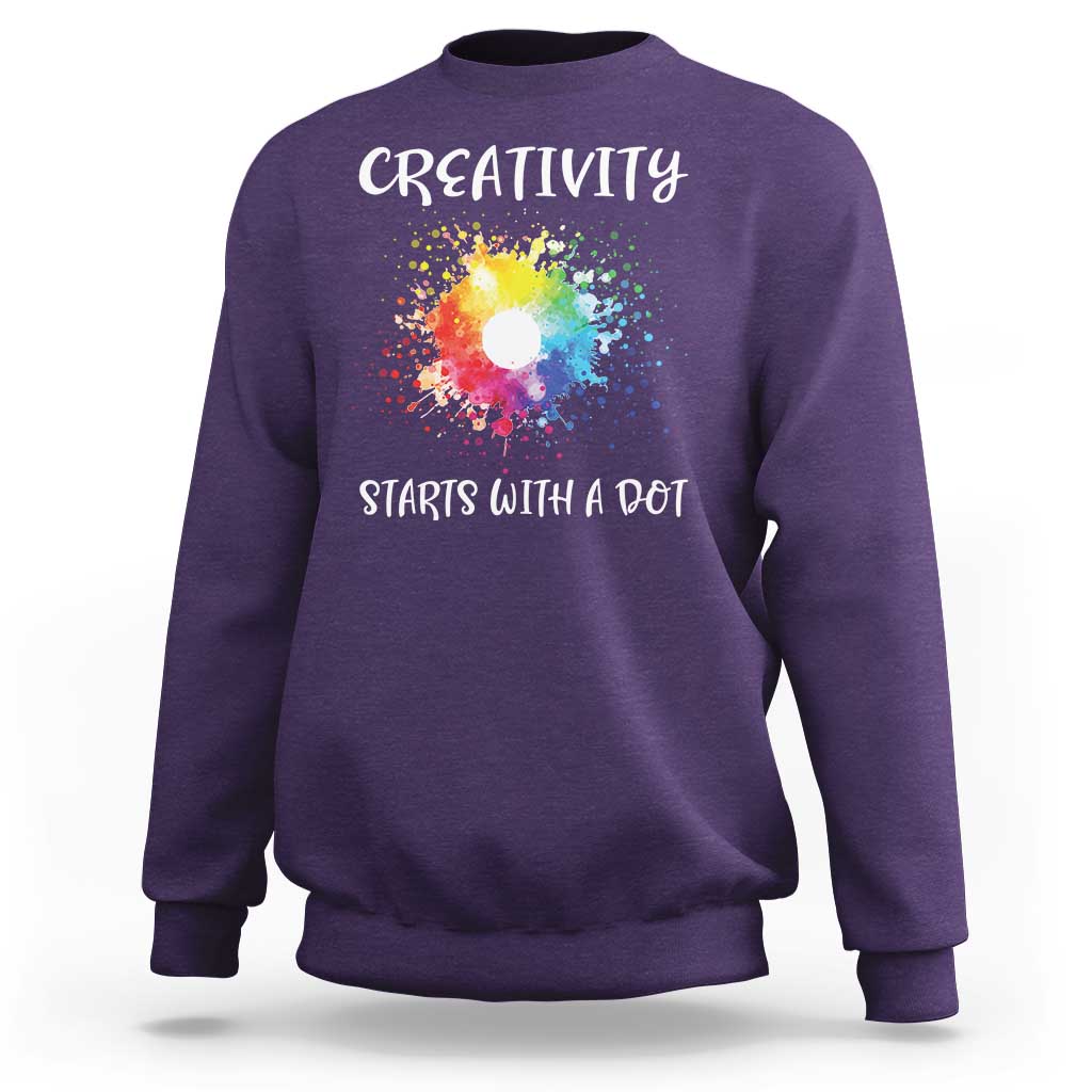 Funny Dot Day Sweatshirt Creativity Starts With A Dot Colorful Dots Watercolor - Wonder Print Shop