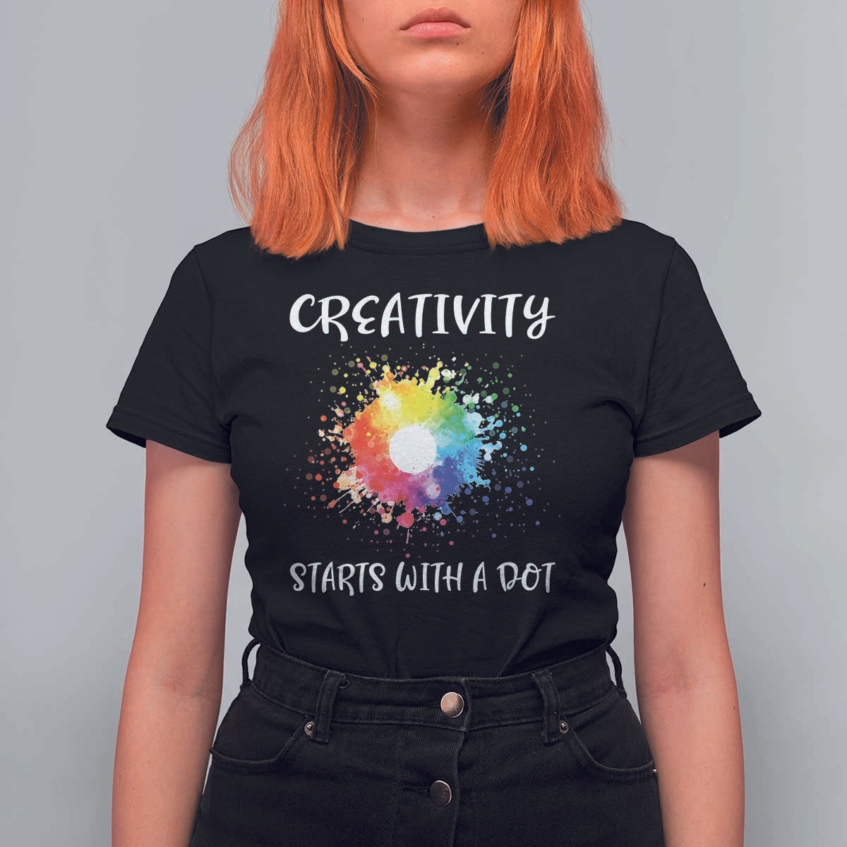 Funny Dot Day T Shirt For Women Creativity Starts With A Dot Colorful Dots Watercolor - Wonder Print Shop