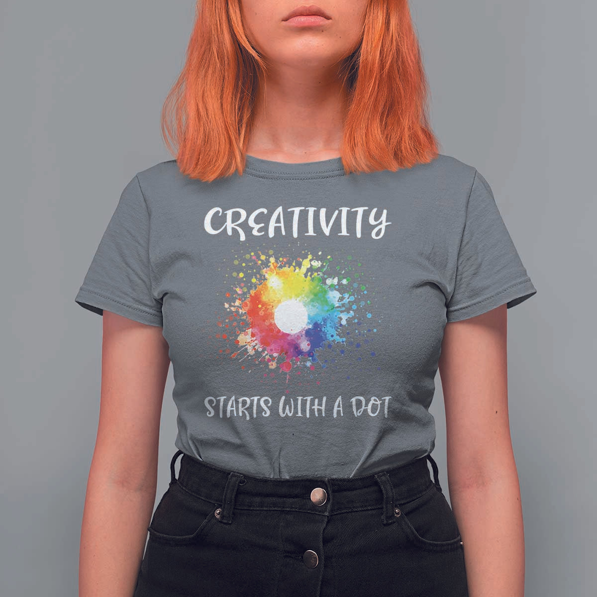 Funny Dot Day T Shirt For Women Creativity Starts With A Dot Colorful Dots Watercolor - Wonder Print Shop