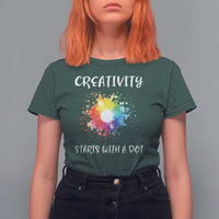 Funny Dot Day T Shirt For Women Creativity Starts With A Dot Colorful Dots Watercolor - Wonder Print Shop
