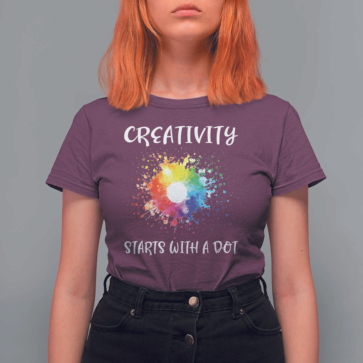 Funny Dot Day T Shirt For Women Creativity Starts With A Dot Colorful Dots Watercolor - Wonder Print Shop