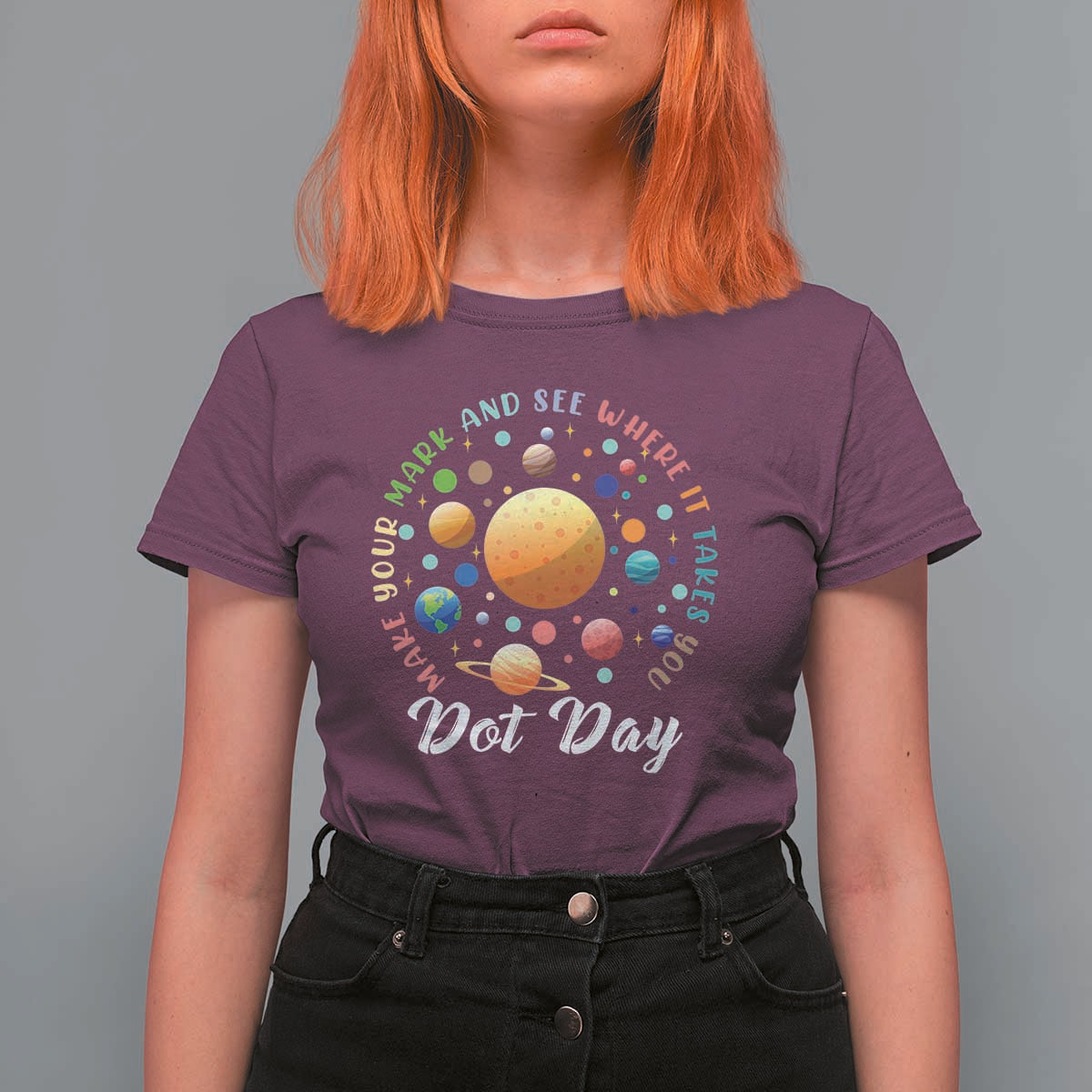 Happy Dot Day T Shirt For Women Make Your Mark See Where It Takes Planet Dots Sparkle Star - Wonder Print Shop