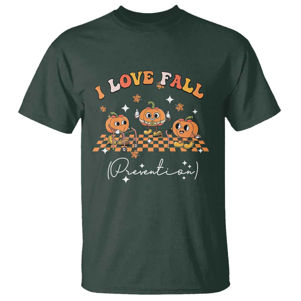 Funny Fall Physical Therapy T Shirt I Love Fall Prevention Retro Groove Pumpkin - Wonder Print Shop