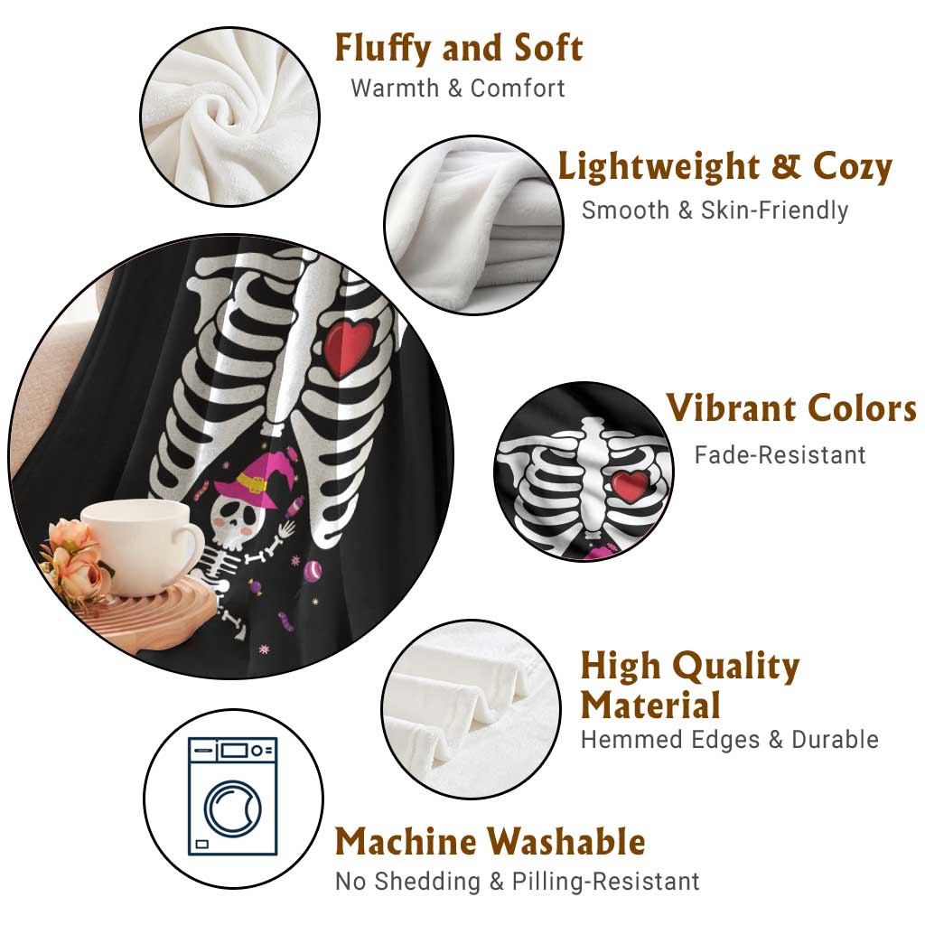 Pregnancy Announcement Throw Blanket Halloween Witch Skeleton Monster Baby Pregnant Candy - Wonder Print Shop