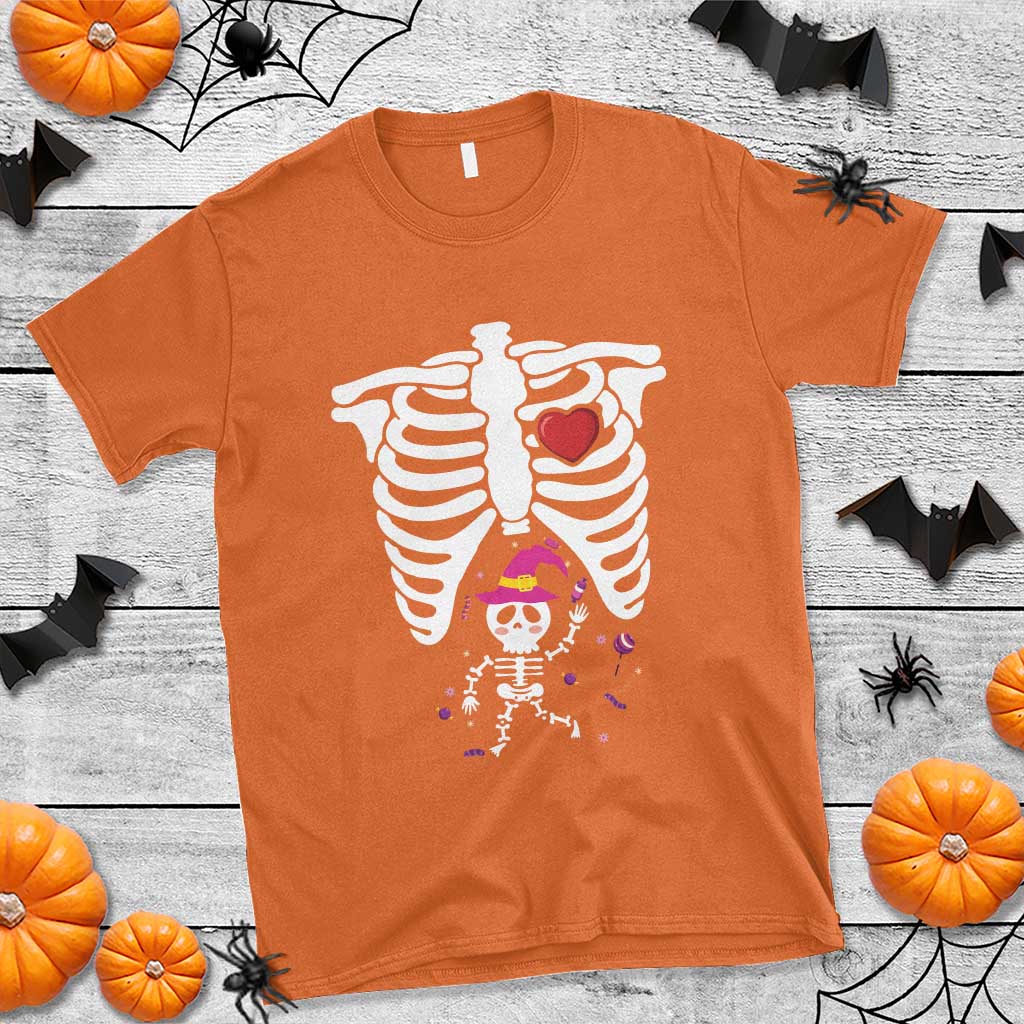 Pregnancy Announcement T Shirt Halloween Witch Skeleton Monster Baby Pregnant Candy - Wonder Print Shop