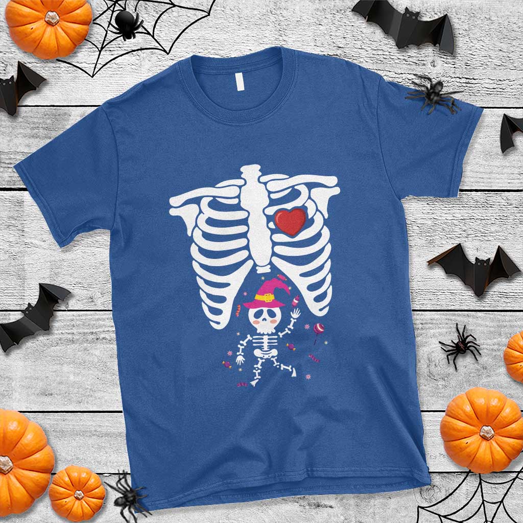 Pregnancy Announcement T Shirt Halloween Witch Skeleton Monster Baby Pregnant Candy - Wonder Print Shop