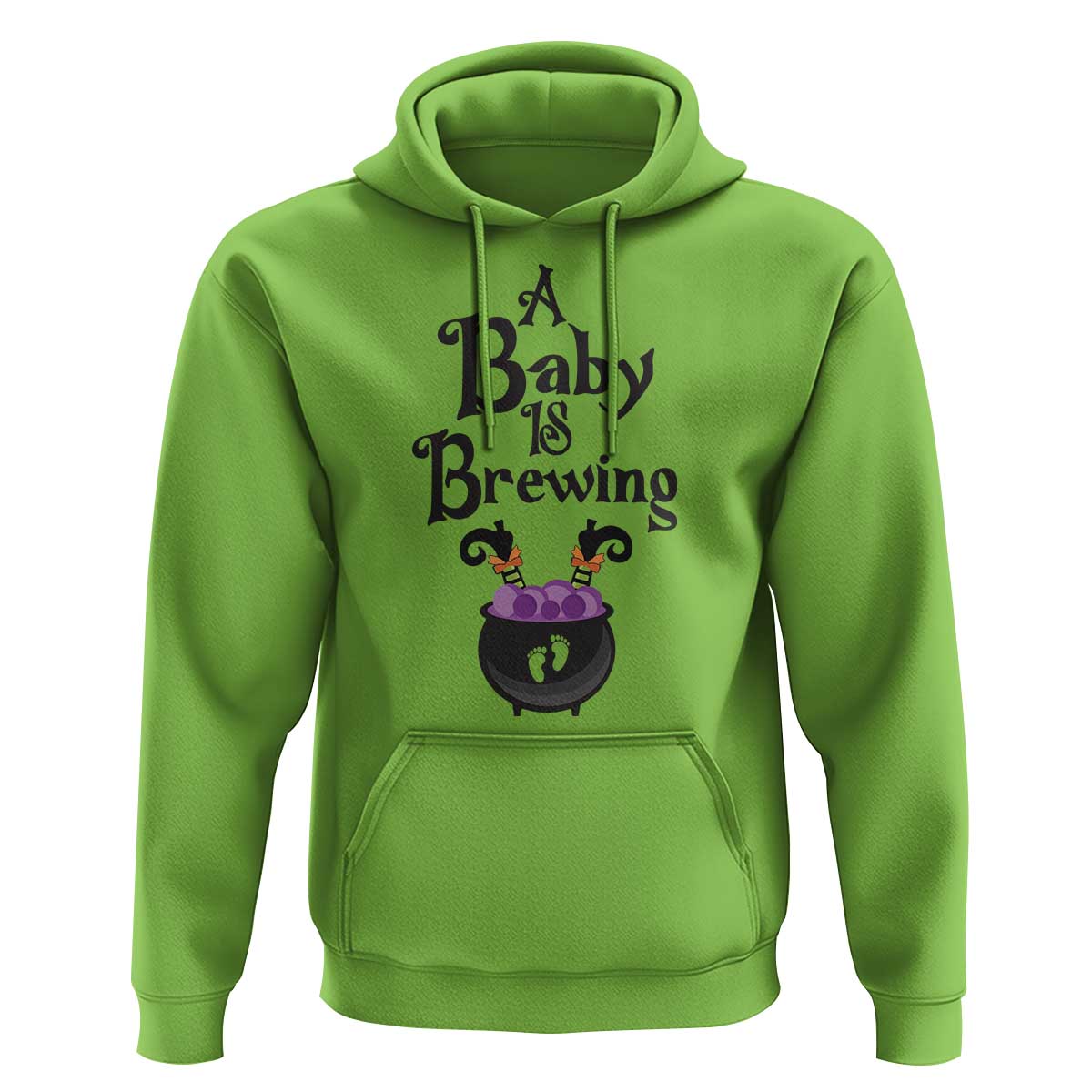 Funny Halloween Pregnancy Announcement Hoodie A Baby Is Brewing Witch Cauldron Footprint Pregnant Baby - Wonder Print Shop