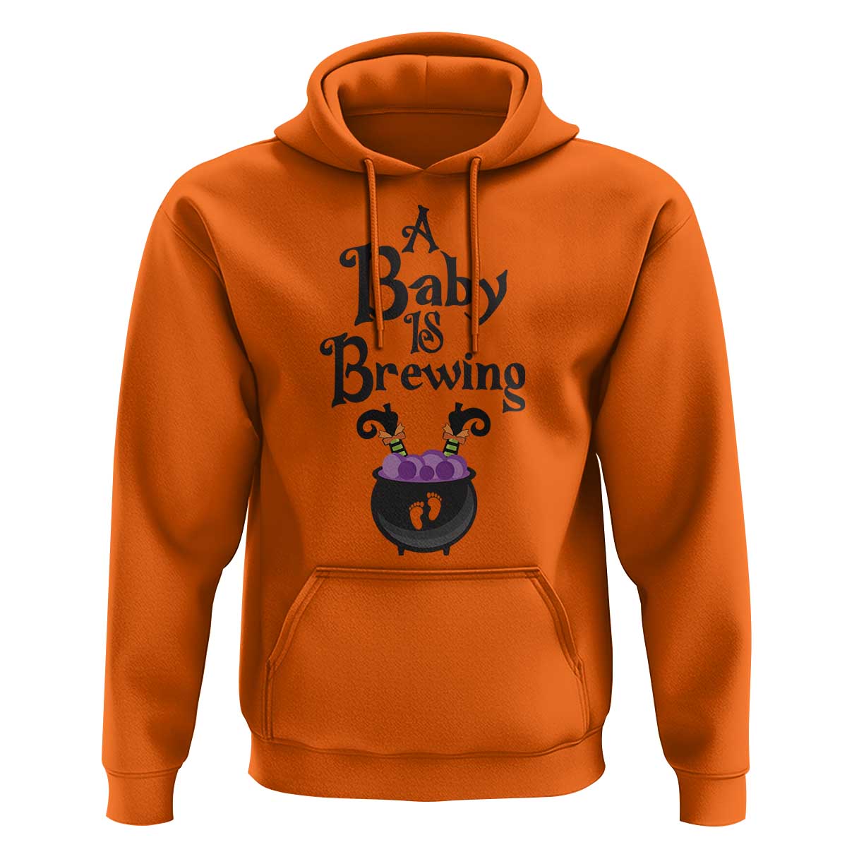Funny Halloween Pregnancy Announcement Hoodie A Baby Is Brewing Witch Cauldron Footprint Pregnant Baby - Wonder Print Shop