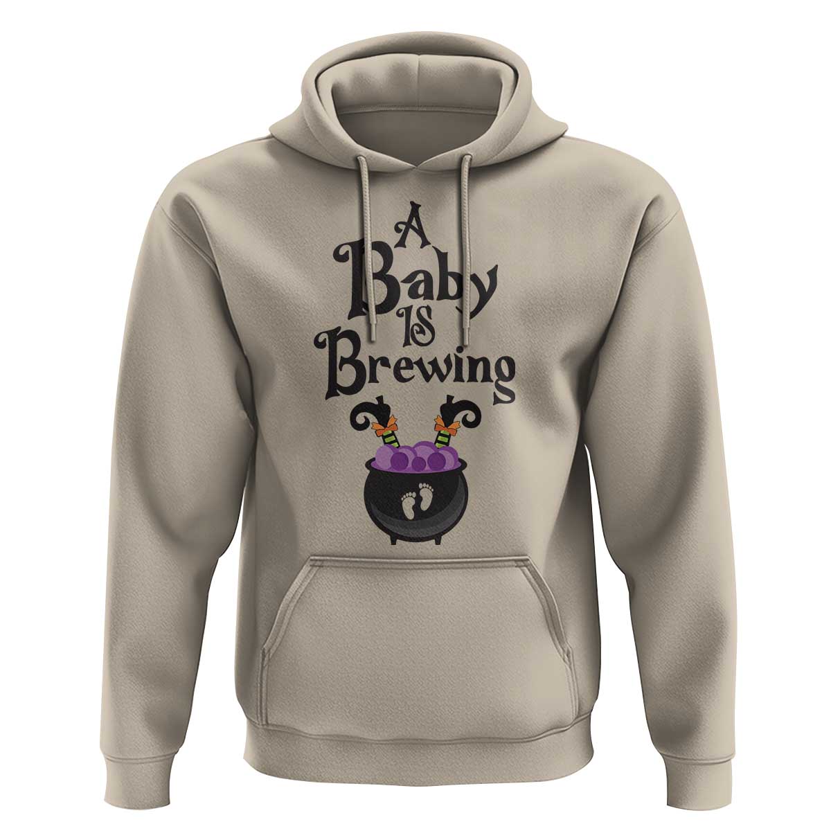 Funny Halloween Pregnancy Announcement Hoodie A Baby Is Brewing Witch Cauldron Footprint Pregnant Baby - Wonder Print Shop