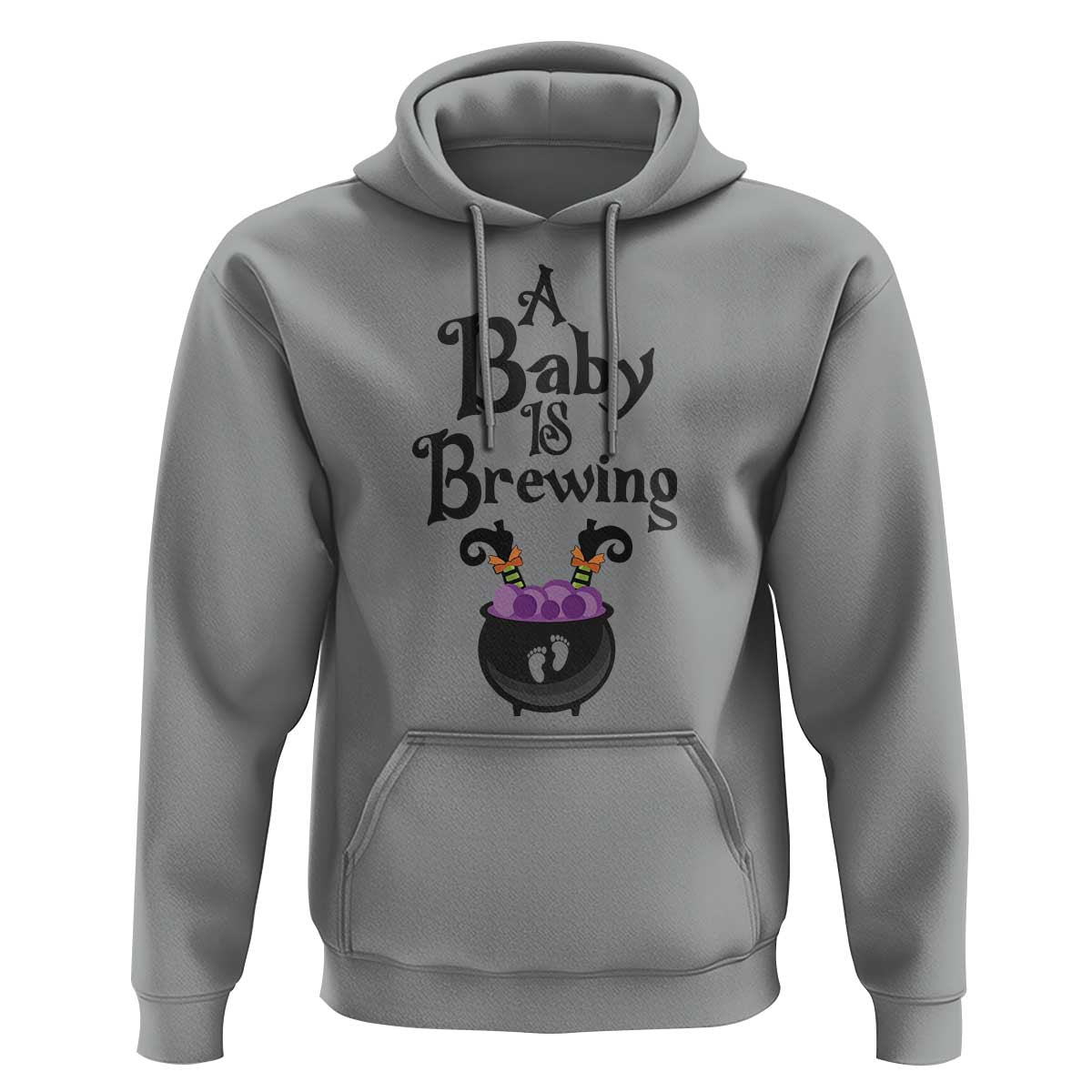 Funny Halloween Pregnancy Announcement Hoodie A Baby Is Brewing Witch Cauldron Footprint Pregnant Baby - Wonder Print Shop