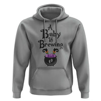 Funny Halloween Pregnancy Announcement Hoodie A Baby Is Brewing Witch Cauldron Footprint Pregnant Baby - Wonder Print Shop