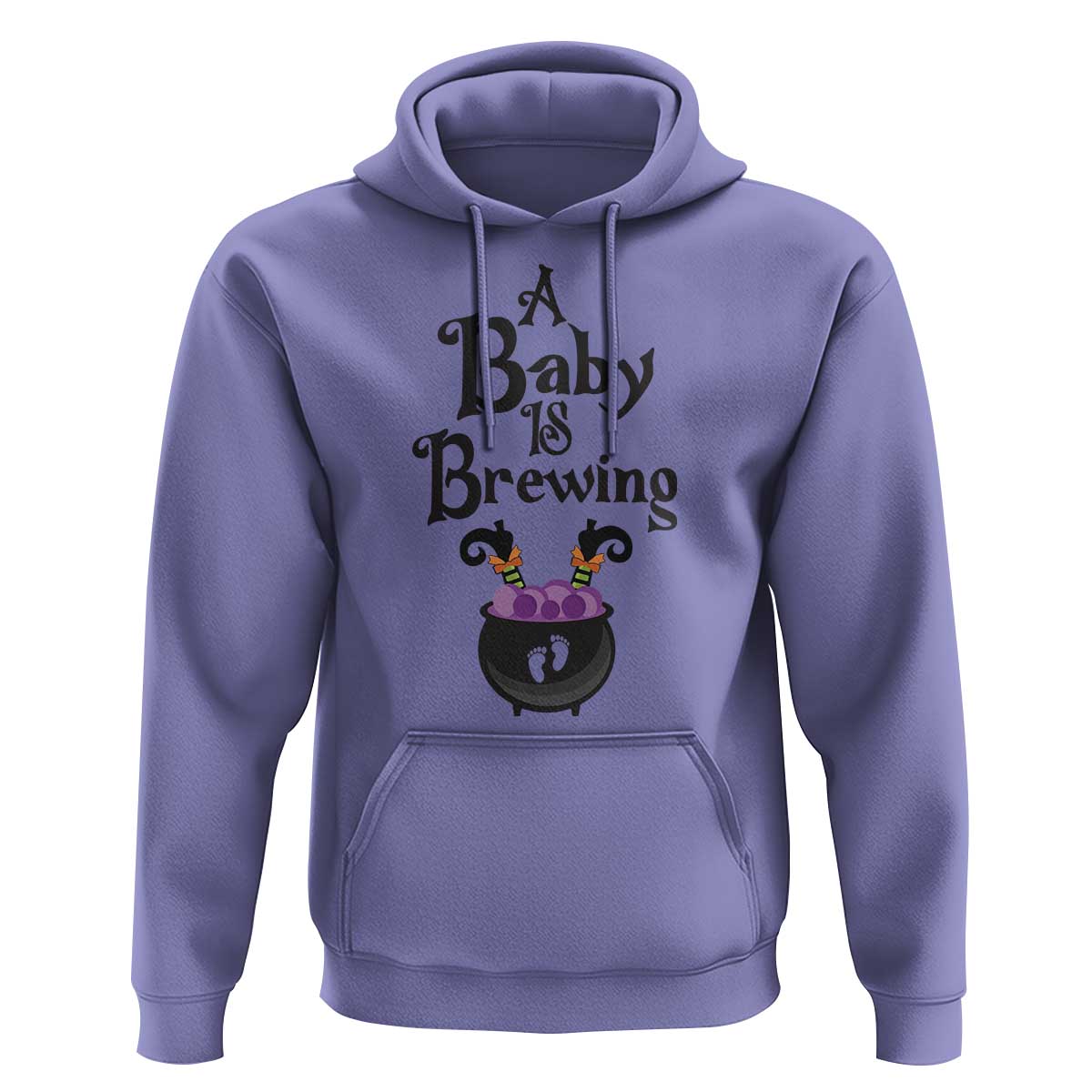 Funny Halloween Pregnancy Announcement Hoodie A Baby Is Brewing Witch Cauldron Footprint Pregnant Baby - Wonder Print Shop