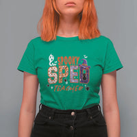 Spooky SPED Teacher T Shirt For Women Special Education Teacher Halloween Witch Hat Cat Ghost - Wonder Print Shop