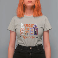 Spooky SPED Teacher T Shirt For Women Special Education Teacher Halloween Witch Hat Cat Ghost - Wonder Print Shop