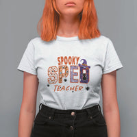 Spooky SPED Teacher T Shirt For Women Special Education Teacher Halloween Witch Hat Cat Ghost - Wonder Print Shop