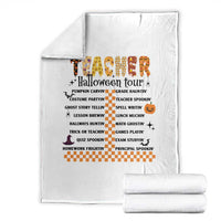 Funny Teacher Halloween Tour Throw Blanket Spooky Teacher Activities Pumpkin Witch Hat Bat - Wonder Print Shop