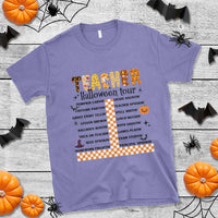 Funny Teacher Halloween Tour T Shirt Spooky Teacher Activities Pumpkin Witch Hat Bat - Wonder Print Shop