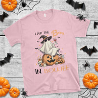 I Put The Boo In Boujee T Shirt Halloween Cute Lady Ghost Is Drinking Wine Pumpkin - Wonder Print Shop