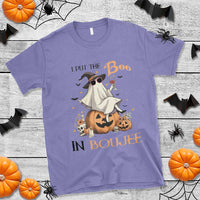 I Put The Boo In Boujee T Shirt Halloween Cute Lady Ghost Is Drinking Wine Pumpkin - Wonder Print Shop