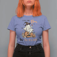 I Put The Boo In Boujee T Shirt For Women Halloween Cute Lady Ghost Is Drinking Wine Pumpkin - Wonder Print Shop