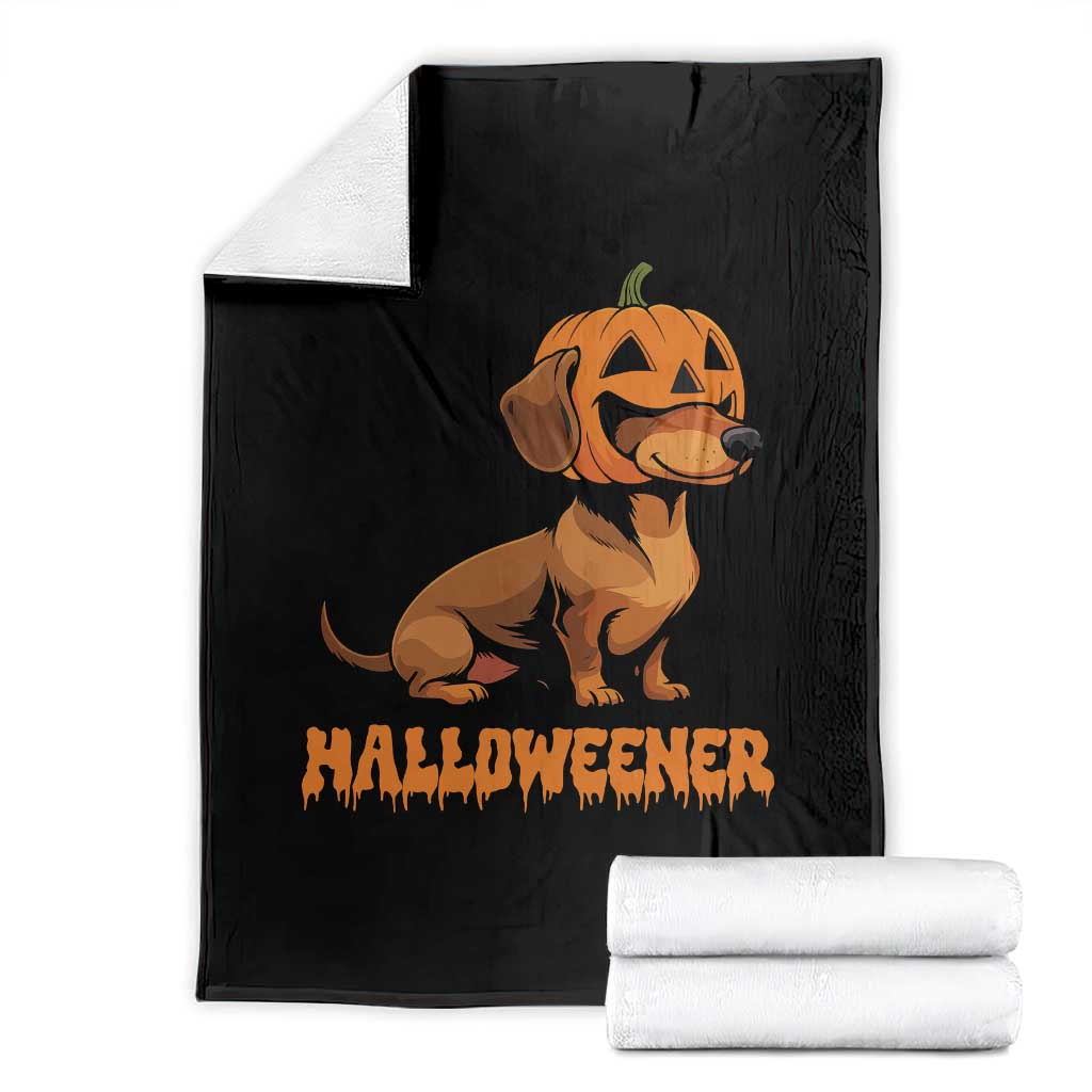 Funny Halloween Dachshund Throw Blanket Halloweener Pumpkin Wiener Dog - Wonder Print Shop