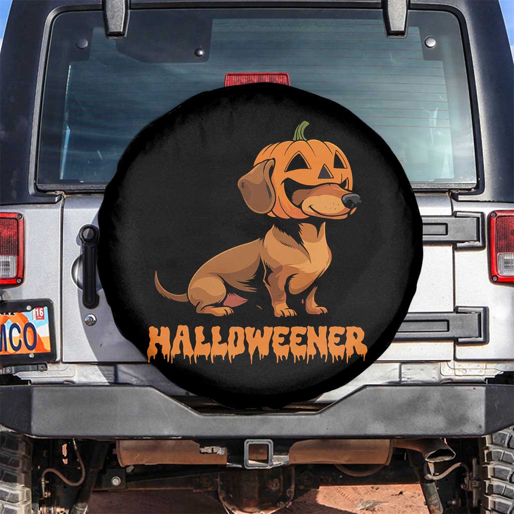 Funny Halloween Dachshund Spare Tire Cover Halloweener Pumpkin Wiener Dog - Wonder Print Shop