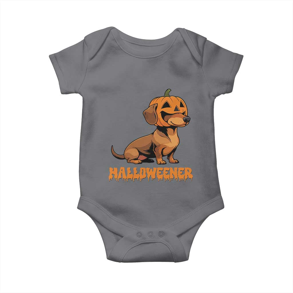 Funny Halloween Dachshund Baby Onesie Halloweener Pumpkin Wiener Dog - Wonder Print Shop