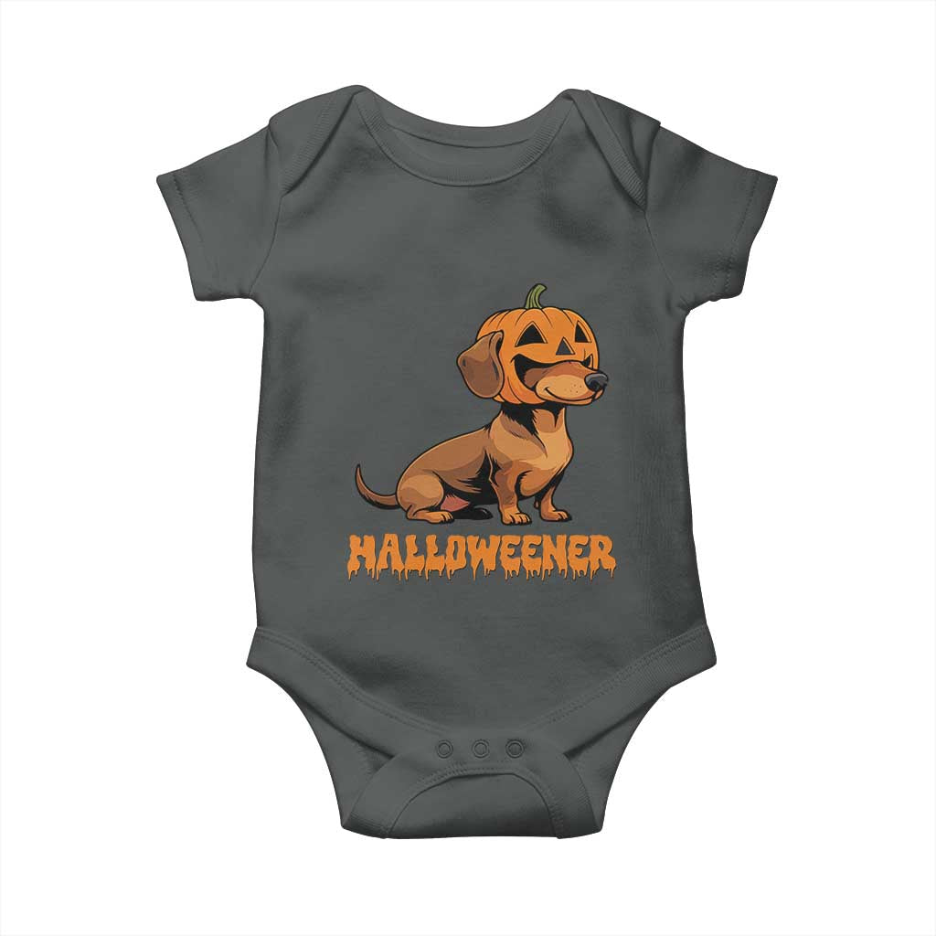 Funny Halloween Dachshund Baby Onesie Halloweener Pumpkin Wiener Dog - Wonder Print Shop