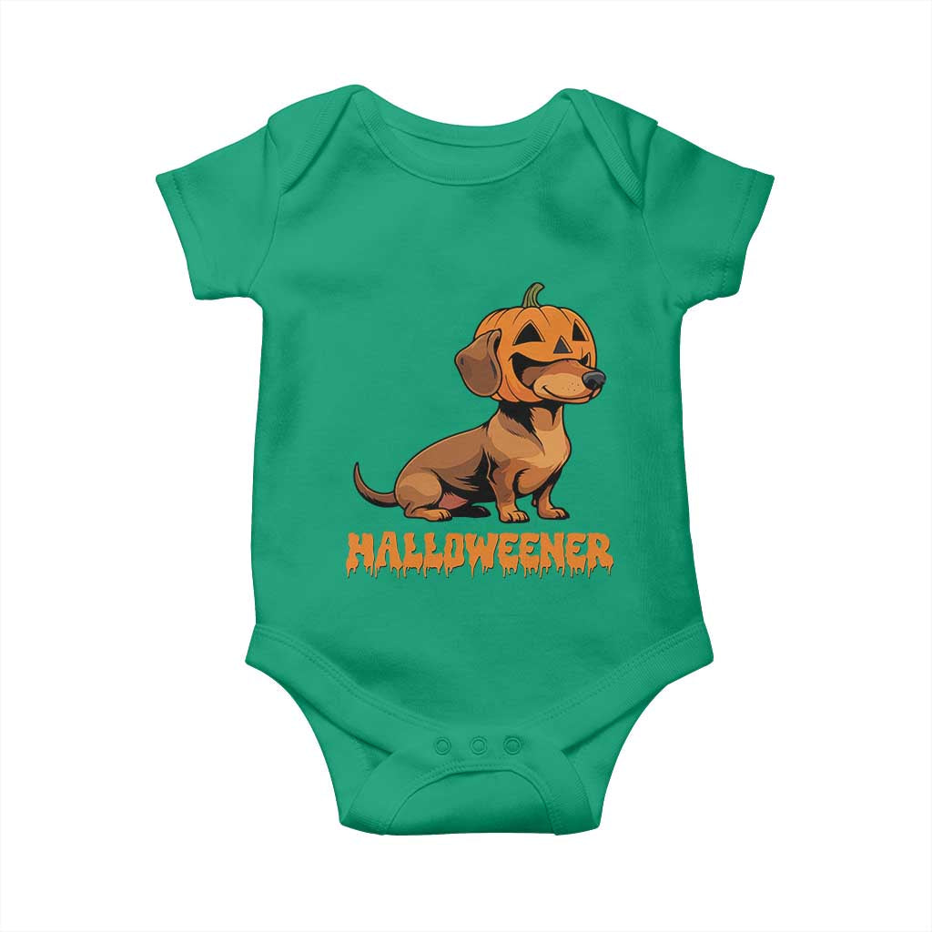 Funny Halloween Dachshund Baby Onesie Halloweener Pumpkin Wiener Dog - Wonder Print Shop
