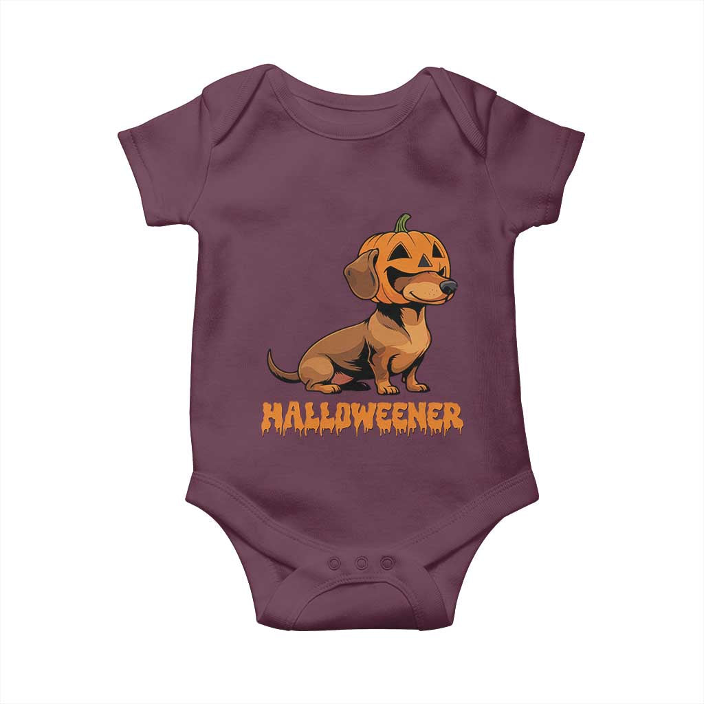 Funny Halloween Dachshund Baby Onesie Halloweener Pumpkin Wiener Dog - Wonder Print Shop
