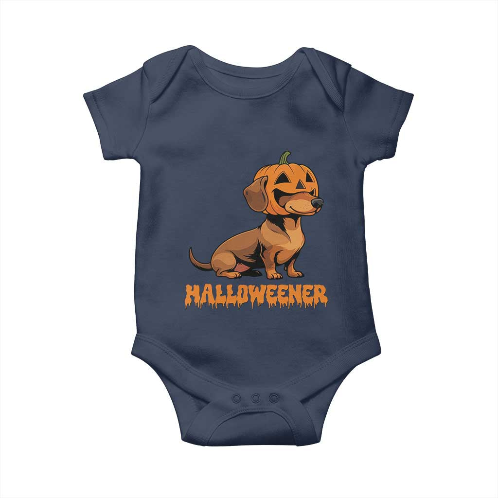 Funny Halloween Dachshund Baby Onesie Halloweener Pumpkin Wiener Dog - Wonder Print Shop