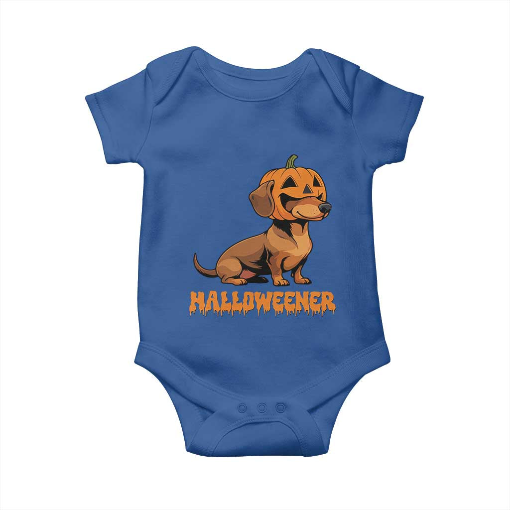 Funny Halloween Dachshund Baby Onesie Halloweener Pumpkin Wiener Dog - Wonder Print Shop