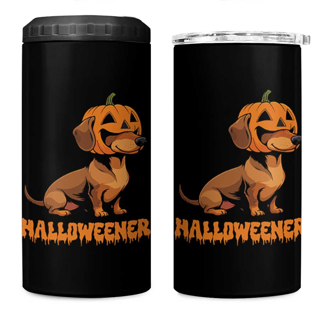 Funny Halloween Dachshund 4 in 1 Can Cooler Tumbler Halloweener Pumpkin Wiener Dog - Wonder Print Shop